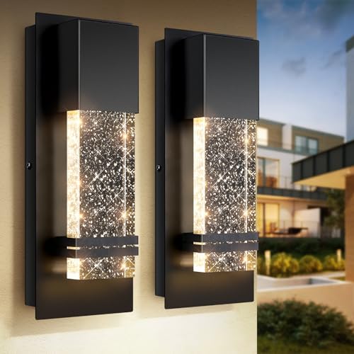 BesLowe Outdoor Wall Light Fixtures with Crystal Bubble Glass, 10W 3000K by BringYourBrightFuture