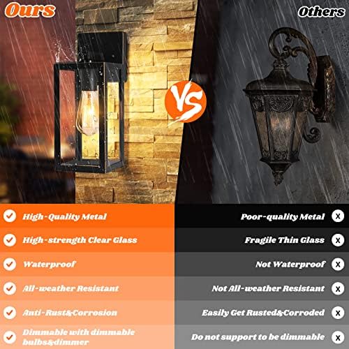 2-Pack Outdoor Lights for House, Waterproof Bronze Exterior Light Fixtures with Clear Glass, Anti-Rust Outside Wall Lanterns Sconces, Front Porch Lights for Garage Doorway, Bulbs Not Included - Image 5