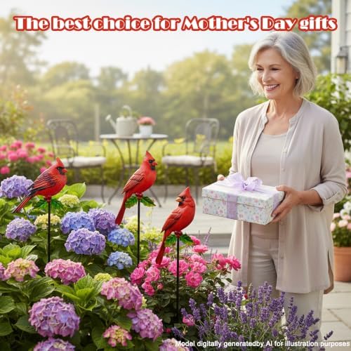 Cardinal Bird Yard Outdoor Decoration Stakes Garden Statue Yard Decor - Image 4