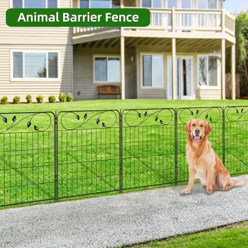 Black Metal Garden Fence 30in(H)X12ft(L) 6 Panels Decorative Garden Fencing - Image 6