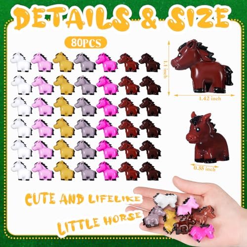 Shappy 80 Pcs Mini Horse Figures Resin Horse Foal Models, Bright Color - Image 3