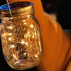 4 Pack Solar Lights - Mason Jar Lids Fairy Lights with Hangers - for Outdoor Garden Backyard Fence Deck Christmas Halloween Decorations - Image 3