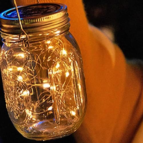 4 Pack Solar Lights - Mason Jar Lids Fairy Lights with Hangers - for Outdoor Garden Backyard Fence Deck Christmas Halloween Decorations - Image 3