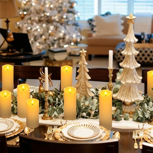72 Pack Christmas Decoration Flickering Flameless Candles, Battery Operated Candles,Waterproof Outdoor LED Pillar Candles for Home ,Wedding,Halloween,Birthday,Valentine'sDay (D2.2 xH 5" 6" 7" Ivory) - Image 7