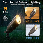 Gardenreet Landscape Spotlights Low Voltage - Brass 12V Outdoor Uplight LED, Wired Spot Lights IP65 Waterproof, Adjustable Focus Bronze for Exterior Garden Yard Tree House Without MR16 Bulb - Image 4