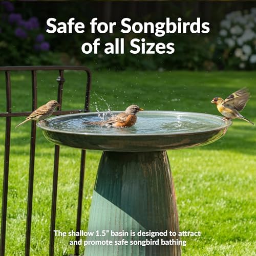 Sunnydaze Gleeful Garden 23" Tall Metal Modern Bird Bath for Outside - Image 2