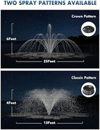 FS02 110V, 1/2 HP, Large Pond Floating Fountain with LED RGB Lights, Oil Free Pump 9000 GPH with 100’ Cord, Two Spray Patterns Included - Image 5