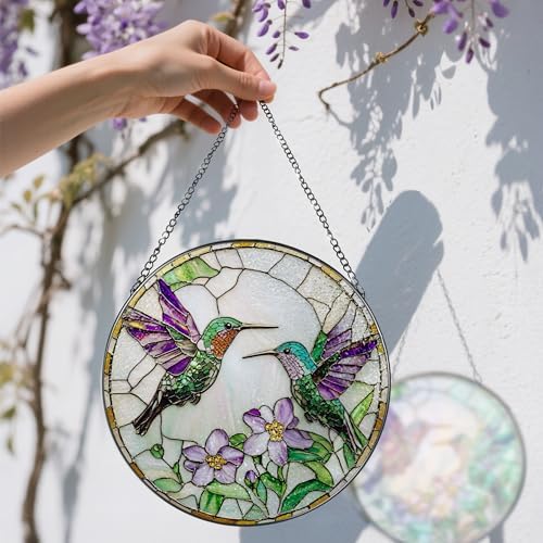 8″ Hummingbird Stained Glass Suncatcher, Stained Glass Window Hanging & Ornament, Window Decor, Holiday & Christmas Ornaments | Hummingbird Gifts, Gifts Ideas - Image 3
