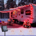 QITONG 2 Pack Red and White Solar String Lights, Each 66ft 200 LED Solar Christmas Lights Outdoor Waterproof, 8 Modes Solar Twinkle Light for Outside - Image 7