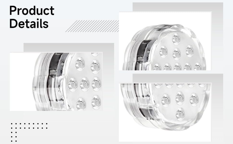 4 Pcs LED Submersible Lights with App and Remote Control, RGB Color Changing Waterproof Underwater Pool Lights, 10-LED Bathtub Lights, Wireless Battery Operated Bathroom Lights for Fish Tank, Pond - Image 2