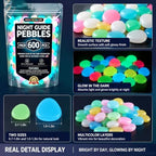 2026 Glow-in-The-Dark Garden Stones | Luminous Pebbles for Walkways, Yard, & Aquarium | Rainbow Outdoor Stepping Rocks | Night-Glow Decor (Multicolor*600) - Image 7