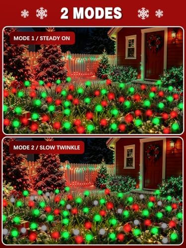 Christmas Decorations Outdoor Solar Firefly Lights 8 Pack Red and Green - Image 4