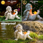 Solar Angel Outdoor Garden Decor Statues Ches Solar Outdoor Sculptures for Outside Yard Art Patio Balcony Front Lawn Ornaments Gifts for Mom Grandma Women - Image 4