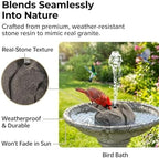 Realistic Granite Rock Solar Bird Bath Fountain - Premium Solar Fountain for Bird Bath, Full Water Pump Kit & Nozzles to Attract Hummingbirds to Your Garden (Grey) - Image 2