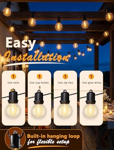G40 LED Outdoor String Lights, 50FT, 27 Globe Bulbs, Black Wire - Image 5