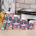 Cute USA Flag Battery Operated Candles with Remote Timer Flameless Candles Tea Lights Color Changing Electric Fake Plastic Pillar LED Candles Patriotic Decoration - Image 4