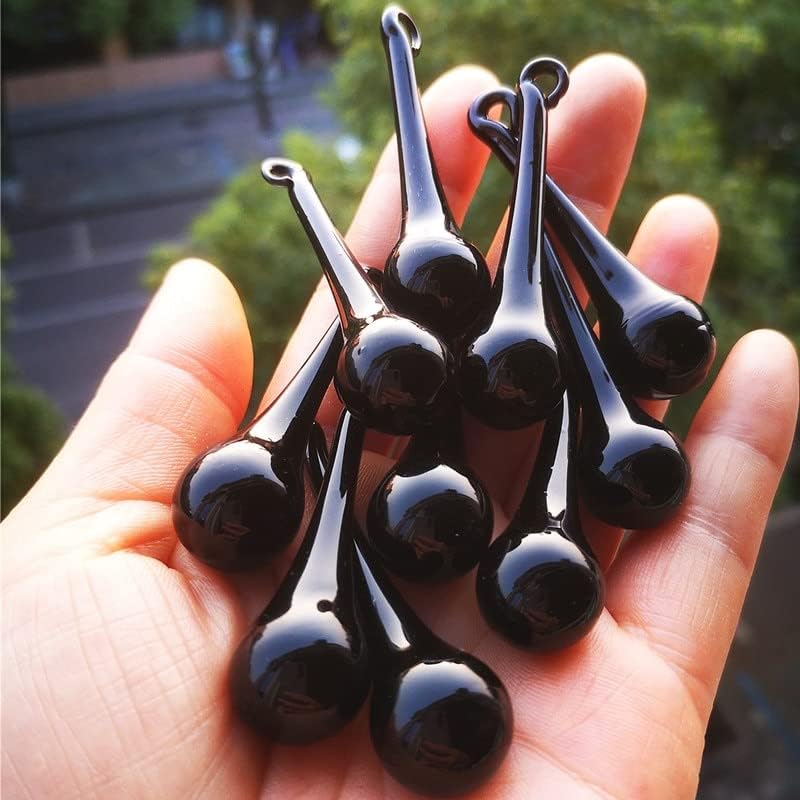 Garden Suncatchers 20pcs Black Chandelier Pendant Glass Crystal Teardrop Chandelier Parts (with Rings) Hanging Glass Pendants Curtain Drops Home Wedding Decoration Handmade Pendant Necklaces - Image 4