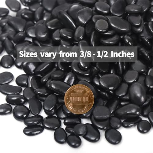 10LB Black Pebbles for Indoor Plants, 3/8 Inch Polished Small Rocks - Image 2