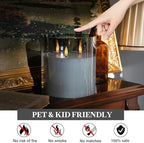 Extra Large Flameless Candles with 3 Wicks, 6"x6" Glass Battery Operated Candles with Remote, Real Wax Flickering LED Candles Fake Candle for Home, Wedding, Party, Gray - Image 4