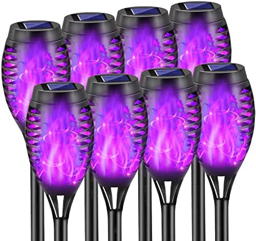 Purple Solar Lights Outdoor, 8 Pack Solar Torch Lights by COCOMOX