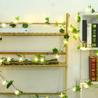 Artificial Flower Vine String Lights With Green Leaves Decor|Led Copper Wire Fairy Lights|Romantic Artificial Plants Ambiance Lamps For Party Christmas Bedroom,B-Warm White,2m(6.5ft)-20LED-Solar - Image 5