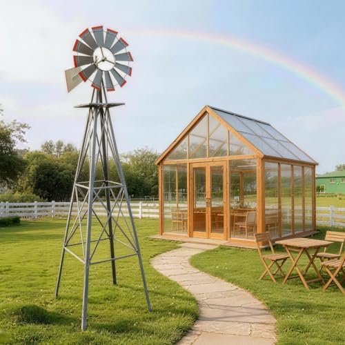 Outvita 8FT Gray Metal Ornamental Windmill Weather Vane - Image 4