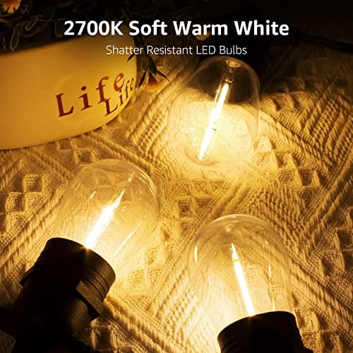 Lepro S14 Outdoor String Lights, 50ft Patio Lights with 15 LED Edison Bulbs - Image 2
