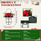 2 Pack Christmas Solar Hanging Lantern with Red Bow & Berry Decor - Image 3