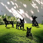 4 Pack Bulldog Metal Garden Decorative Stakes, Weather Proof Puppy Silhouette Statues for Yard, Patio,Outdoor Decor for Bulldog Lovers and Pet Owners by Yonisungardenandoutdoor