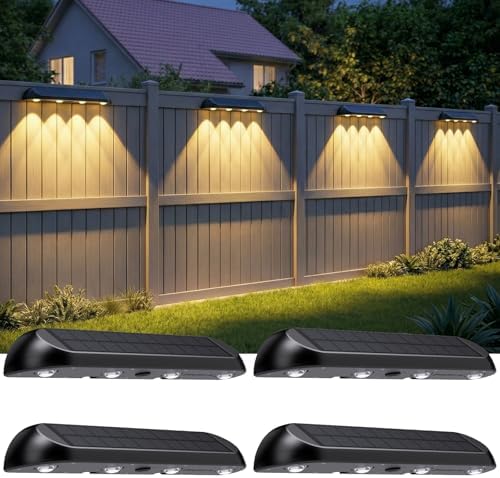 11.81inch IP65 Solar Fence Lights Outdoor Waterproof,4 LED 3-Mode 4Pack by Unknown