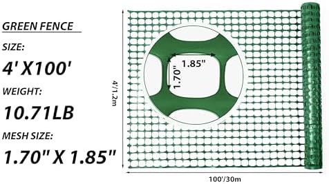PotatoLife 4'x100' Plastic Mesh Fence for Garden with 100 Zip Ties, Green - Image 3