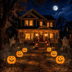 Solar Halloween Pumpkin Lights, 4 Pack Outdoor Pathway Stake Lights - Image 2