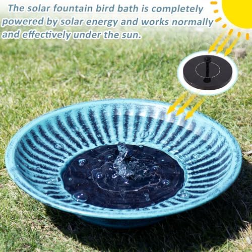 12.3" Solar Bird Bath Bowl,Metal Solar Bird Bath Fountains for Outdoors - Image 4
