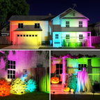 Fabrito Color Changing Solar Spot Lights Outdoor 4 Pack, [6+1 Lighting Modes] Auto On/Off RGB Spotlights, Waterproof Multicolor Landscape Lights for Garden, Tree, Halloween, Christmas - Image 6