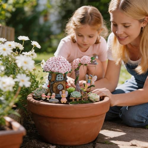 Miniature 8 Pcs Mini Garden Furniture, Fairy Garden Accessories Kit, Resin Figurines with Swing Set, Whimsical Theme, for Outdoor Patio, Yard, Lawn, or Desk - Image 4