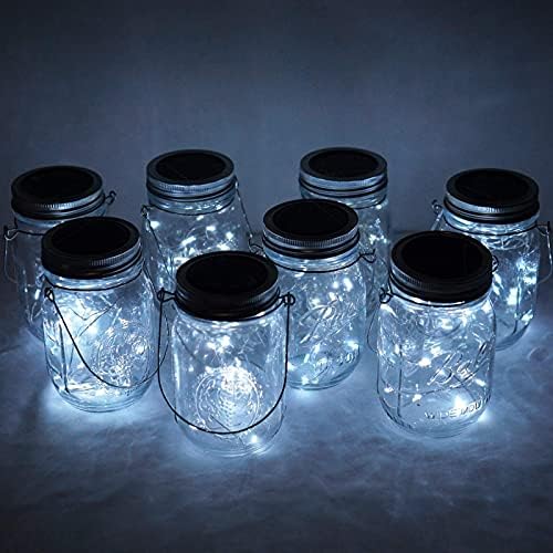 Solar Mason Jar Lights, 12 Pack 30 LED Waterproof Lid Light with Hangers (No Jar), Fairy Firefly Outdoor String Lights for Regular Mason Jar, Patio, Yard, Garden, Wedding Decoration (Cold White) - Image 5