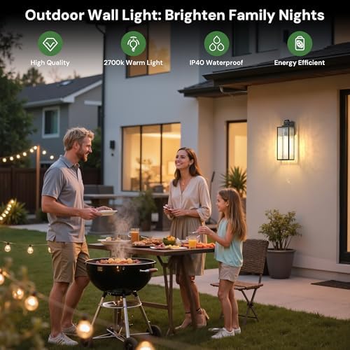 Outdoor Wall Lights, Exterior Lighting Fixtures with Water Ripple Shade 16" - Image 2