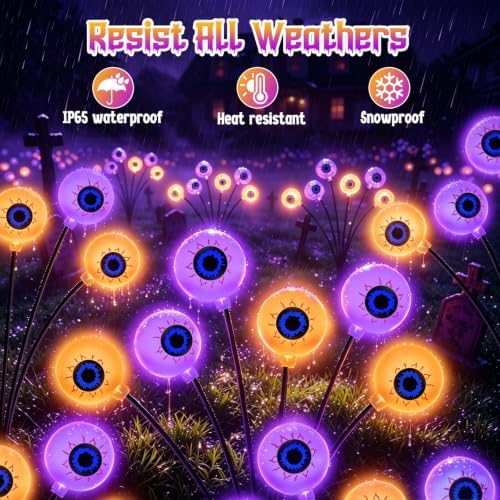 Halloween Decorations Outdoor, Scary Eyeballs Solar Garden Light, 4 Pack - Image 4