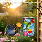 MUMTOP Hummingbird Solar Lantern Decor, Hanging Glass Outdoor Garden Light - Image 4
