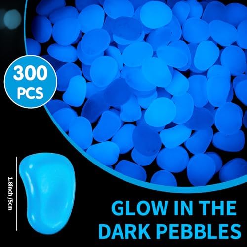 Landical 300 Pcs 1.8" Glow in the Dark Rocks for Outdoor, Dark Blue - Image 2