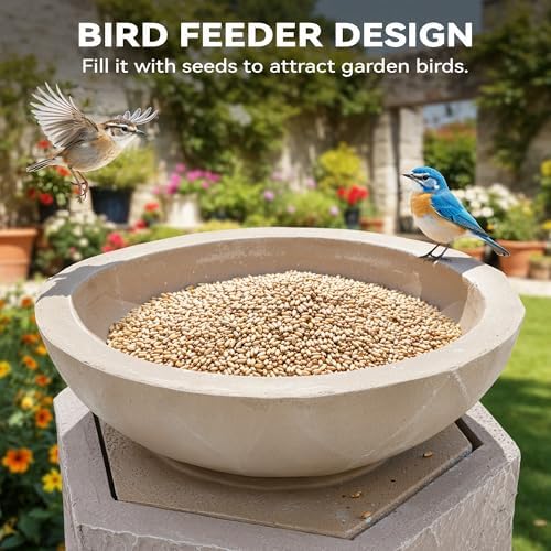 32" Geometric Outdoor Fountain with Birdfeeder - Image 4