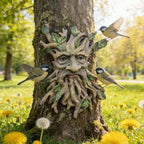Whimsical Tree Face Garden Decoration ，Tree Faces Decor Outdoor Wallmounted Statue Art with Leaf Features, Outdoor Decor Garden Accessory (Nature and Outdoors) - Image 3