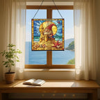 Beach Day Gnome Stained Glass Suncatcher – Square Hanging Window Panel for Home or Greenhouse – Whimsical Glass Art Gift for Garden Lovers, Christmas, Halloween, Father Days G18PX1 - Image 6