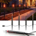 Halloween Candle Pathway Lights Outdoor, 19.5FT 10 C18 Flickering Flame Bulbs with Black Drip Bleeding Wax Stakes, Plug-in Waterproof Walkway Lights String Decor for Lawn Yard Driveway by Txcigech