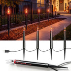 Halloween Candle Pathway Lights Outdoor, 19.5FT 10 C18 Flickering Flame Bulbs with Black Drip Bleeding Wax Stakes, Plug-in Waterproof Walkway Lights String Decor for Lawn Yard Driveway by Txcigech