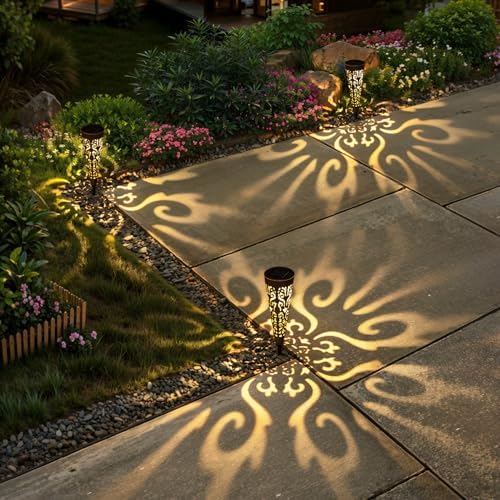 Go2garden 6Pcs Solar Lights Outdoor Garden Decor Gifts for Women Mom,Waterproof Conical Garden Stakes for Yard, Lawn, Pathway,Garden Lights Mothers' Day Birthday Gifts for Men(Black) - Image 4