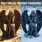 OLOMA Guardian Weeping Angel Concrete Garden Statue Kneeling Crying Cherub Sculpture Outdoor Memorial Grave Decor Religious Lawn Ornament Cemetery Headstone Tribute Art Handcrafted Spiritual Figurine - Image 5