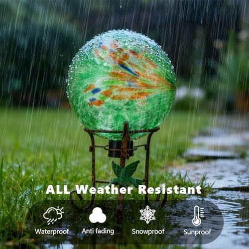 10" Diameter Garden Gazing Balls with Metal Stand for Garden(Green) - Image 6