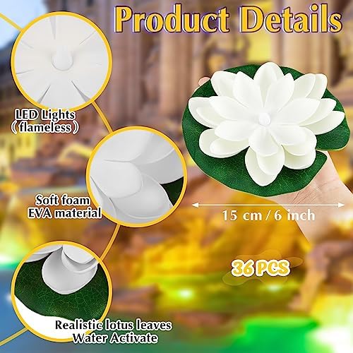 Liliful 36 Pcs Diwali Floating Lotus Lights, 5.91 Inch, White - Image 2