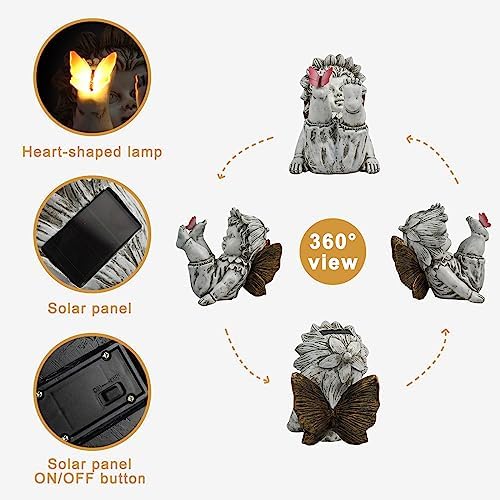 Suyorpe Fairies for Fairy Garden Solar Decor - Fairy Figurines Resin Outdoor Statues Ornaments with Light up Butterfly for Patio,Lawn,Yard,Porch,Outside Angel Gifts - Image 4